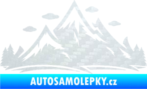 Samolepka Krajina hory 002 pravá 3D karbon bílý