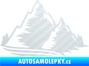 Samolepka Krajina hory 003 pravá 3D karbon bílý
