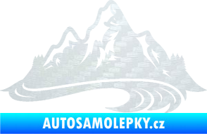 Samolepka Krajina hory 008 pravá 3D karbon bílý