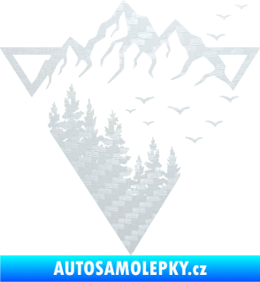 Samolepka Krajina hory 042 pravá magický trojúhelník 3D karbon bílý