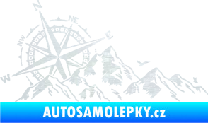 Samolepka Krajina hory 043 levá s kompasem 3D karbon bílý