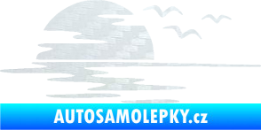 Samolepka Krajina moře 003 levá západ slunce odraz na hladině 3D karbon bílý