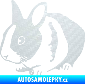 Samolepka Králík 002 levá zakrslý králíček 3D karbon bílý