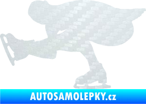 Samolepka Krasobruslení 007 levá krasobruslařka 3D karbon bílý
