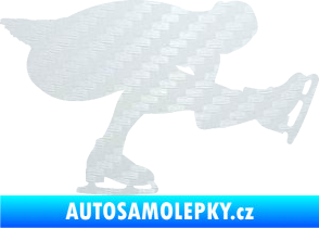 Samolepka Krasobruslení 007 pravá krasobruslařka 3D karbon bílý