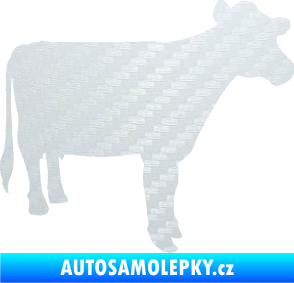 Samolepka Kráva 001 pravá 3D karbon bílý