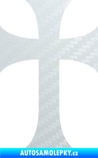 Samolepka Křesťanský kříž 002 3D karbon bílý