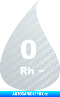 Samolepka Krevní skupina 0 Rh- kapka 3D karbon bílý