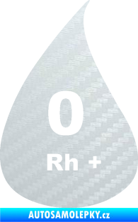 Samolepka Krevní skupina 0 Rh+ kapka 3D karbon bílý