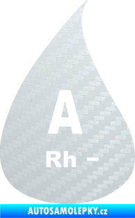 Samolepka Krevní skupina A Rh- kapka 3D karbon bílý