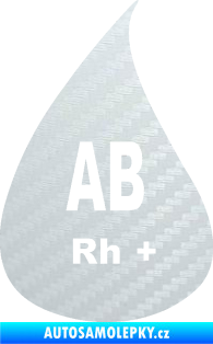 Samolepka Krevní skupina AB Rh+ kapka 3D karbon bílý