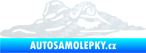 Samolepka Krokodýl 003 levá hlava na hladině 3D karbon bílý