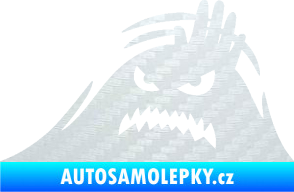 Samolepka Kuk 005 levá vzteklý šmírák 3D karbon bílý