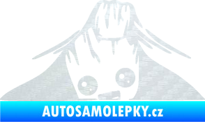Samolepka Kuk 007 levá Groot vykukuje 3D karbon bílý
