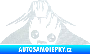 Samolepka Kuk 007 pravá Groot vykukuje 3D karbon bílý