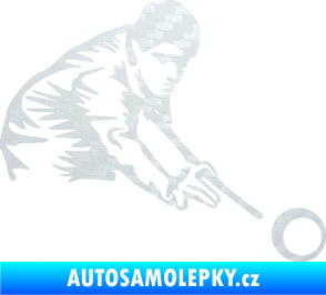 Samolepka Kulečník 001 pravá hráč s tágem 3D karbon bílý