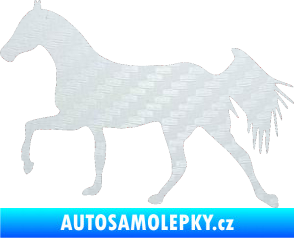Samolepka Kůň 001 levá 3D karbon bílý