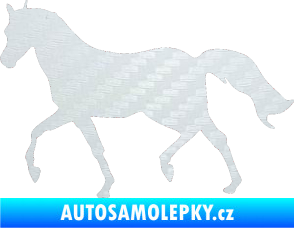 Samolepka Kůň 003 levá 3D karbon bílý