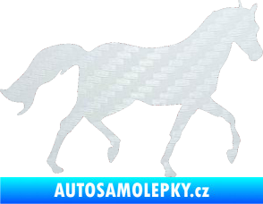 Samolepka Kůň 003 pravá 3D karbon bílý