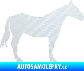 Samolepka Kůň 005 pravá 3D karbon bílý