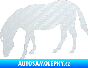 Samolepka Kůň 006 levá na pastvě 3D karbon bílý