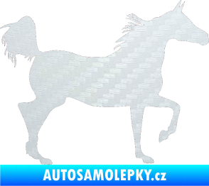 Samolepka Kůň 009 pravá 3D karbon bílý