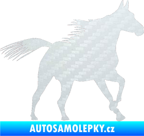 Samolepka Kůň 010 pravá 3D karbon bílý