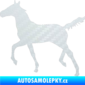 Samolepka Kůň 011 levá 3D karbon bílý