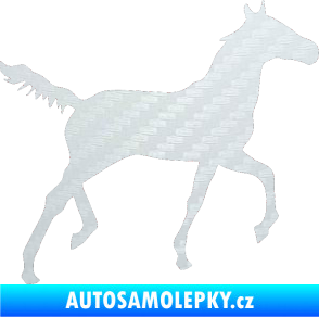 Samolepka Kůň 011 pravá 3D karbon bílý