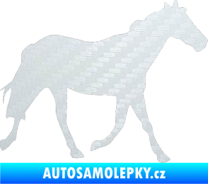 Samolepka Kůň 012 pravá 3D karbon bílý