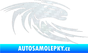 Samolepka Kůň 023 pravá hlava s vlající hřívou 3D karbon bílý