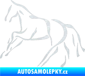 Samolepka Kůň 024 levá 3D karbon bílý