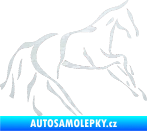 Samolepka Kůň 024 pravá 3D karbon bílý