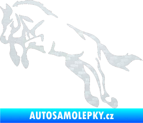 Samolepka Kůň 025 levá skok 3D karbon bílý
