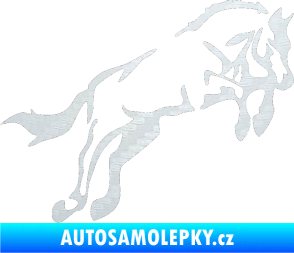 Samolepka Kůň 025 pravá skok 3D karbon bílý