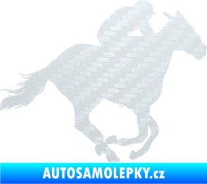 Samolepka Kůň 035 pravá 3D karbon bílý
