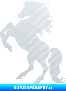Samolepka Kůň 038 levá 3D karbon bílý