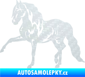 Samolepka Kůň 039 levá 3D karbon bílý