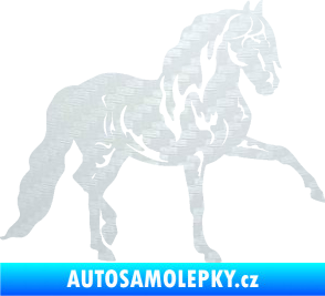 Samolepka Kůň 039 pravá 3D karbon bílý