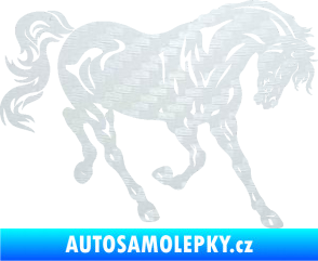 Samolepka Kůň 056 pravá 3D karbon bílý