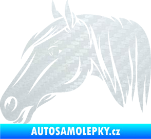 Samolepka Kůň 065 levá hlava s hřívou 3D karbon bílý