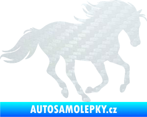 Samolepka Kůň 071 pravá běžící 3D karbon bílý