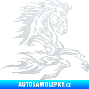 Samolepka Kůň 074 pravá 3D karbon bílý