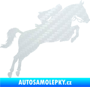 Samolepka Kůň 076 pravá parkur 3D karbon bílý