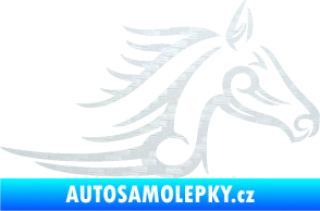 Samolepka Kůň 081 pravá hlava tattoo 3D karbon bílý