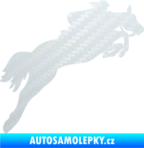 Samolepka Kůň 084 pravá s jezdkyní 3D karbon bílý