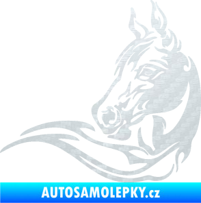 Samolepka Kůň 085 levá 3D karbon bílý