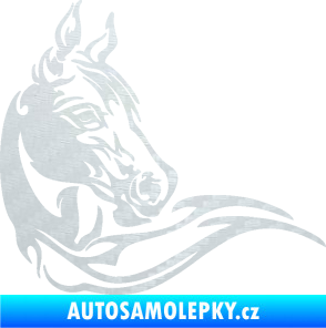 Samolepka Kůň 085 pravá 3D karbon bílý