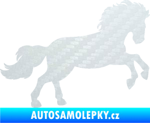 Samolepka Kůň 098 pravá běh 3D karbon bílý