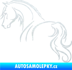 Samolepka Kůň 104 levá 3D karbon bílý
